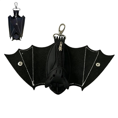 Coin Purse PU Leather Bat Gothic Bag Keychain Change Purse with Foldable Wings for Shopping Travel Work School Events Outdoor Good Vibrations