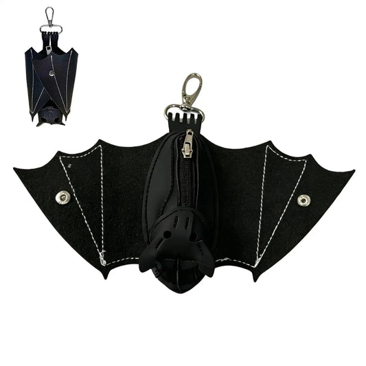 Coin Purse PU Leather Bat Gothic Bag Keychain Change Purse with Foldable Wings for Shopping Travel Work School Events Outdoor Good Vibrations