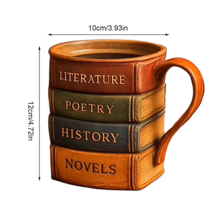 Funny Hot Tea Mug 3D Painted Book Design Resin Wine Cups Comfortable Grip Kitchen Mugs with Ergonomic Handle For Whiskey Good Vibrations