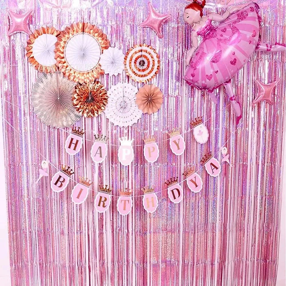 Party Favors Wedding Decoration Party Supplies Photozone Rain Tinsel Foil Curtain Birthday Party Wall Drapes Photo Zone Backdrop Good Vibrations