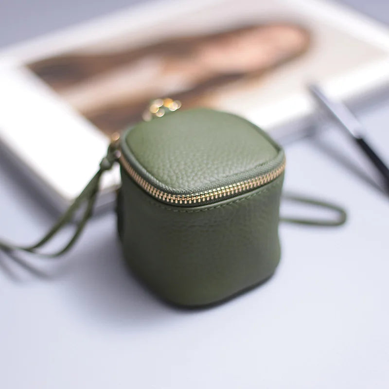 WERLLANDS PU Leather Pebbled Cube Coin Purse Good Vibrations