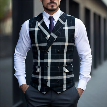 2025 Men's Spring Casual Single Button Suit Vest V Neck New Style  British Men's Suit Vest Waistcoat Formal Business Suit Vest