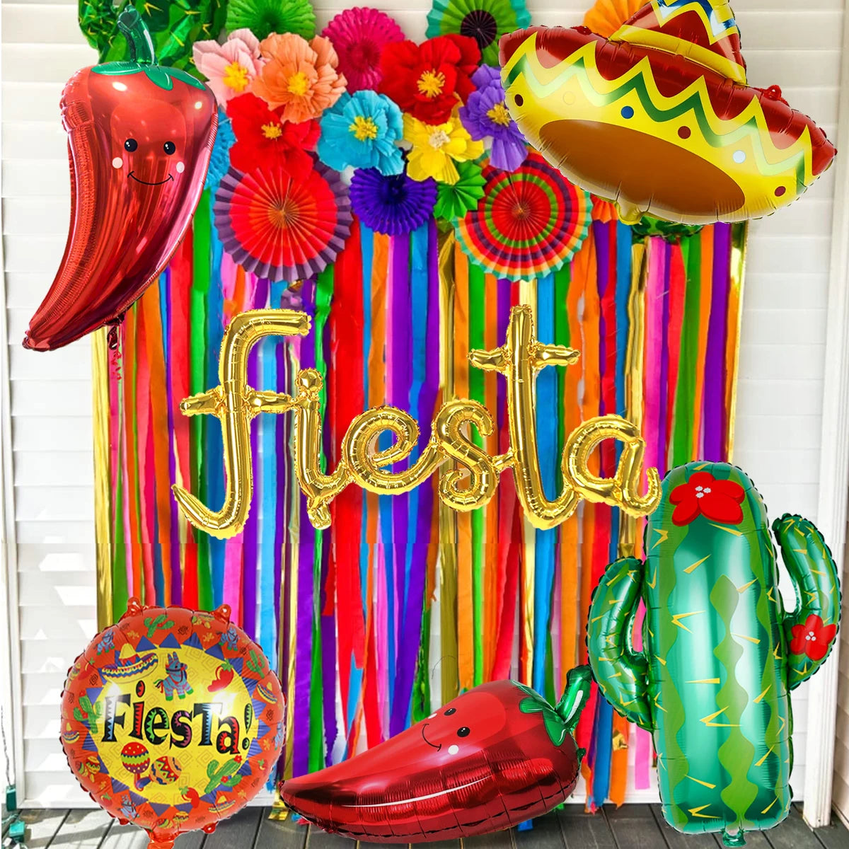 2025 Fiesta Party Decoration Balloons Mexican Fiesta Party Decorations Taco Luau Decorations Birthday Party Supplies Home Decor Good Vibrations