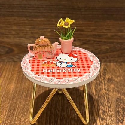 Miniature Wooden Alloy Furniture Toy Display Model Tea Table Round Table Role-Playing Game Decorative Crafts Home Decoration Good Vibrations