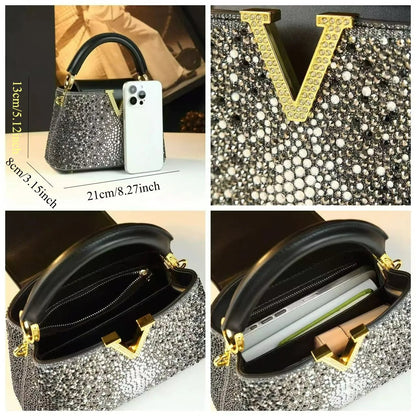 A High-end Rhinestone Handbags for Women, a New Stylish Bucket Crossbody Small Bags for Autumn and Winter 2025 Bolsa mujer сумка Good Vibrations