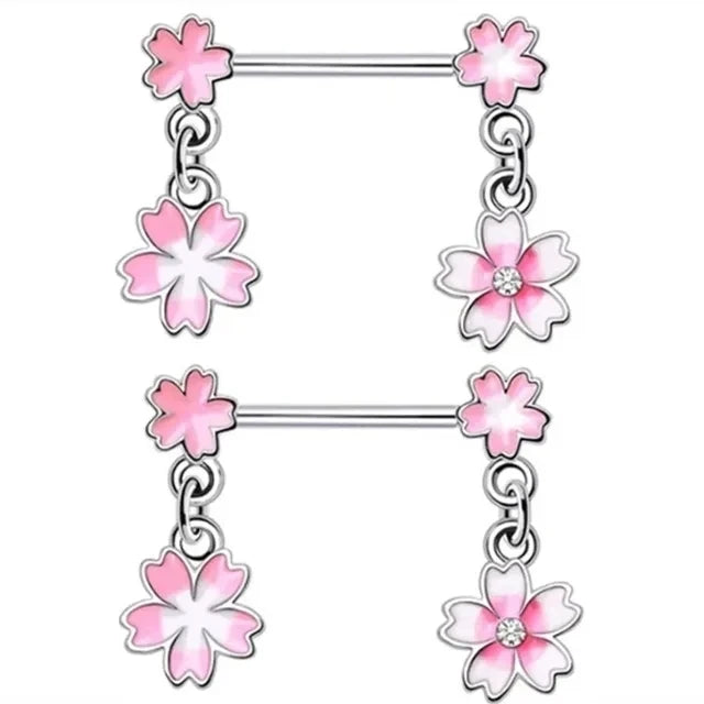 1Pair Green Butterfly Nipple Piercing Jewelry 14G Pink Heart Nipple Rings for Women Flower Nipple Piercing Barbell Pezon Mujer Good Vibrations Adult Super Store