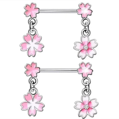 1Pair Green Butterfly Nipple Piercing Jewelry 14G Pink Heart Nipple Rings for Women Flower Nipple Piercing Barbell Pezon Mujer Good Vibrations Adult Super Store