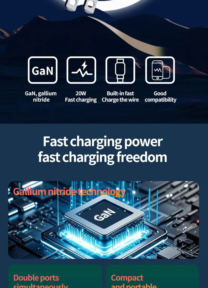 GaN 20W Fast charging PD3.0 Charger Type C lighting For iPhone 12 13 Samsung Huawei Xiaomi Mobile Phone EU/US Plug Wall Charger Good Vibrations