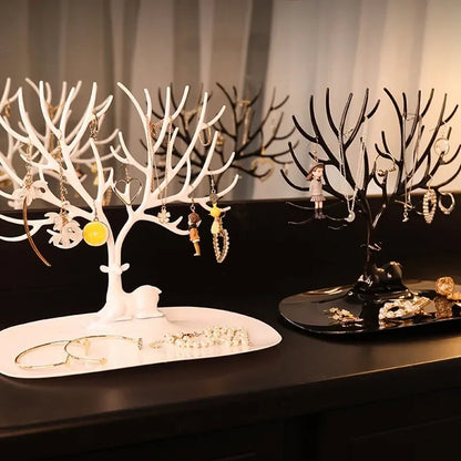 Jewelry Display Stand Tray Tree Storage Racks Earrings Necklaces Rings Jewelry Boxes Case Desktop Organizer Holder Make Up Decor Good Vibrations