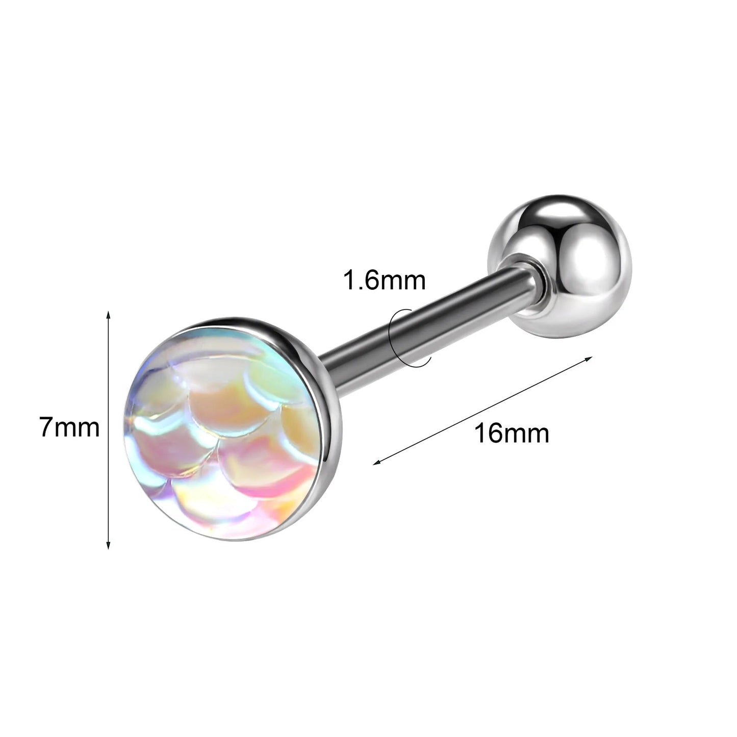 ZS 1Piece 14G Oil Luminescence Tongue Piercing Rings Stainless Steel Tongue Stud Skull Star Studs Earrings BCR Piercings Jewelry Good Vibrations Adult Super Store
