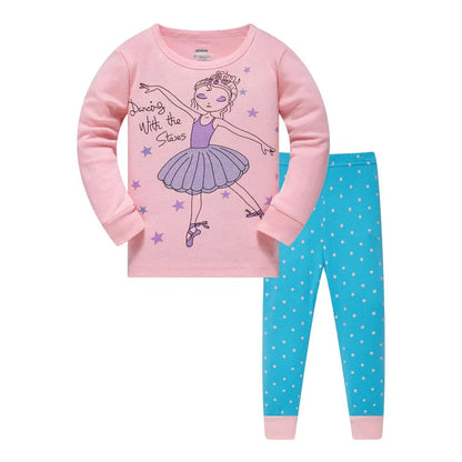 Jumping Meters 3-8T Flamingo Print  Autumn Winter Girls Sleepwear Fashion Children's Home Clothes Kids Pyjamas Costume Good Vibrations