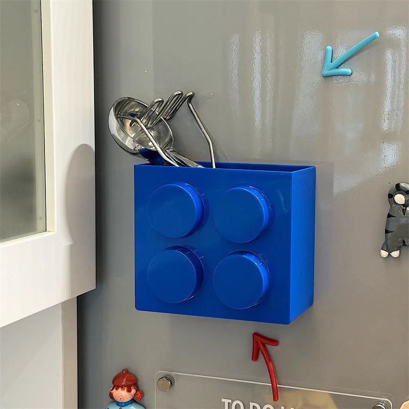 Magnetic Storage Box Building Blocks Storage Rack  Kitchen No-Drill Refrigerator Magnet Storage Box Wall-mounted Container Good Vibrations