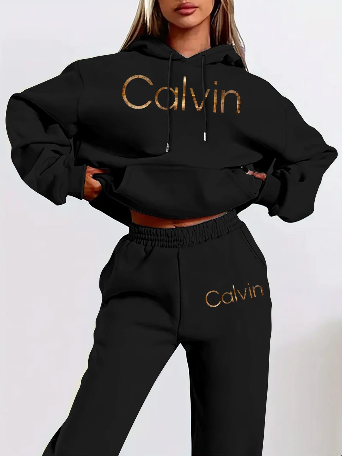 Women's fashion pullover and pants set, printed design set, women's fall/winter pullover outfit plus size woman clothes outfits Good Vibrations
