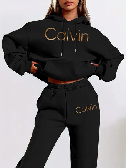 Women's fashion pullover and pants set, printed design set, women's fall/winter pullover outfit plus size woman clothes outfits Good Vibrations