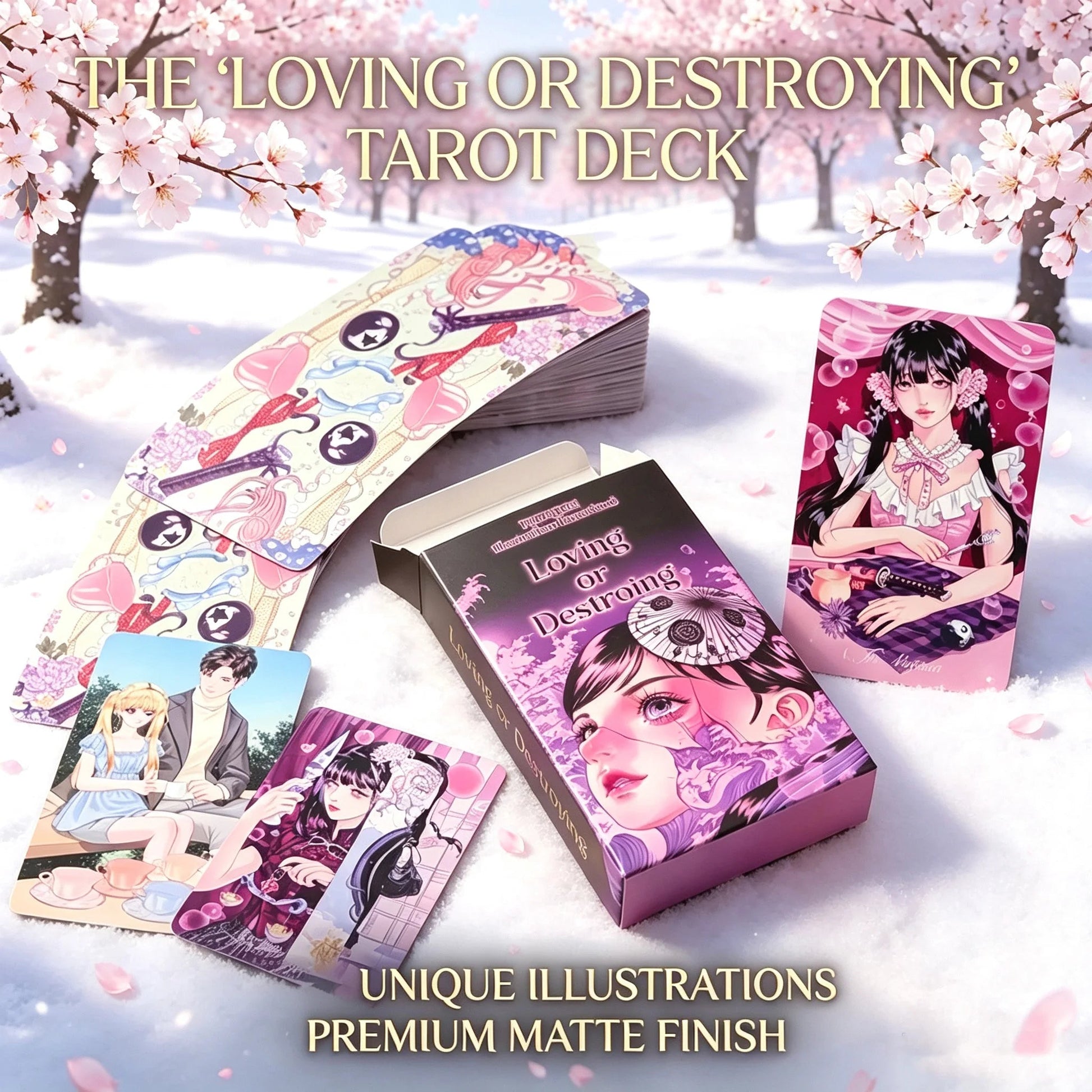 “Loving or Destroying” Anime-style Tarot Deck, 78 Cards per Set (10.2x6.0cm), Destiny Divination Board Game, Witch Prophecy Card Good Vibrations