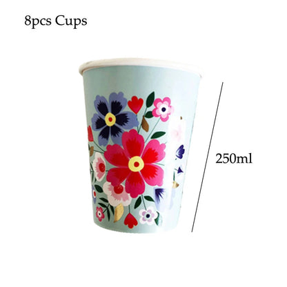 Disposable Tableware Sets Flower Paper Plates Cups Napkins Straw Party Supplies Kids Girl Baby Shower Wedding Birthday Decor Good Vibrations