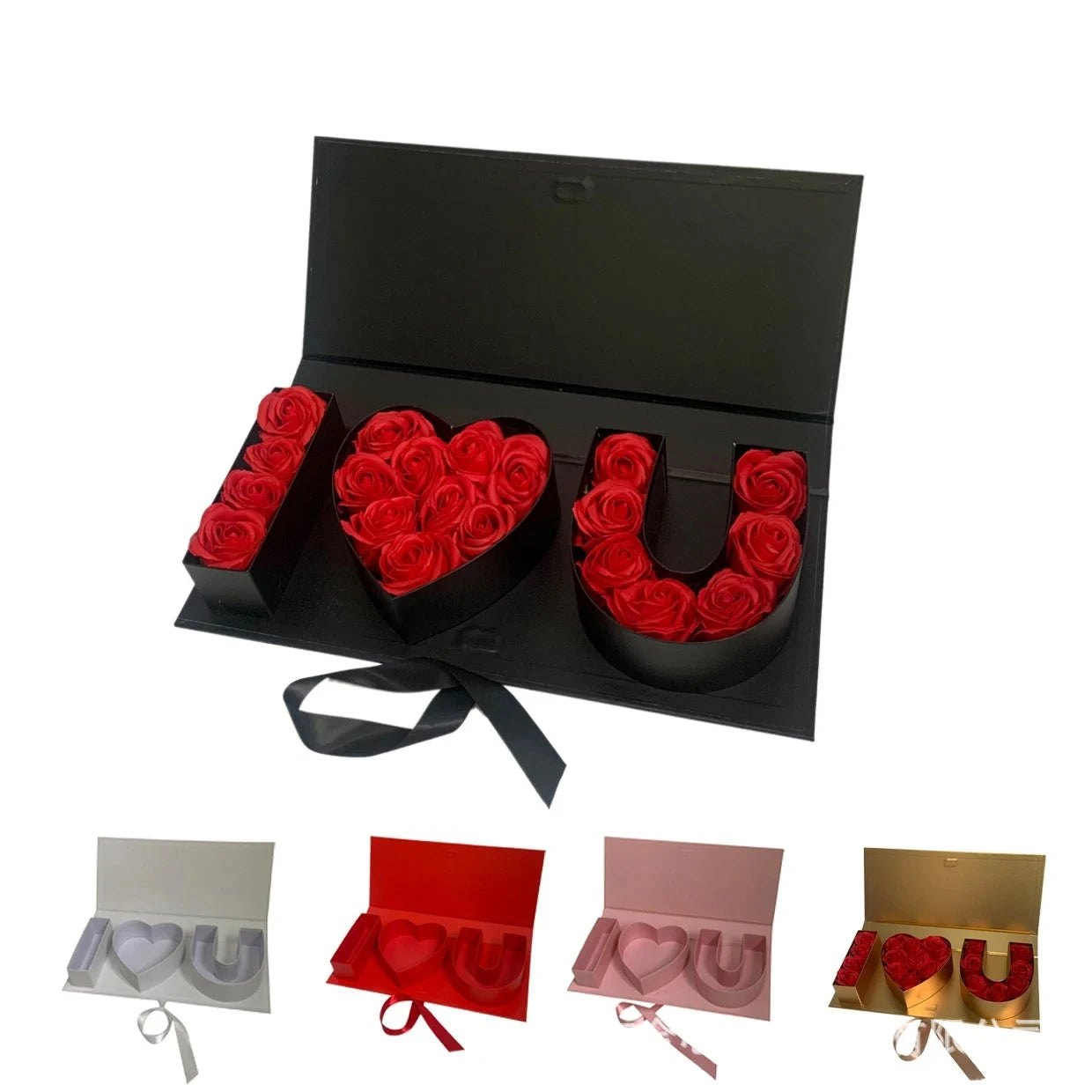 45x19x6cm Cardboard Gift Box Creative I Love You Shaped Fillable Chocolate Sweet Packing Box With Ribbon Bow For Lover Gift Wrap Good Vibrations