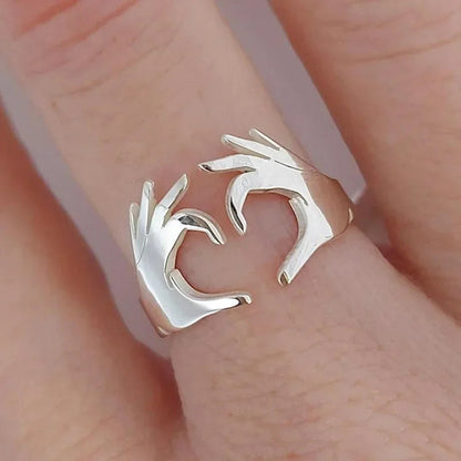 2026 New European and American Adjustable Heart Ring Couple Gift Boys  Popular Simple Finger  Accessories Wholesale Good Vibrations