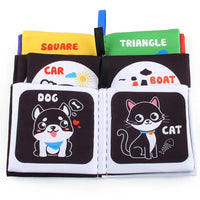4 Pages Enlightenment Early Learning Books Children Black and White Cloth Book for Kids Montessori Educational Toys Good Vibrations