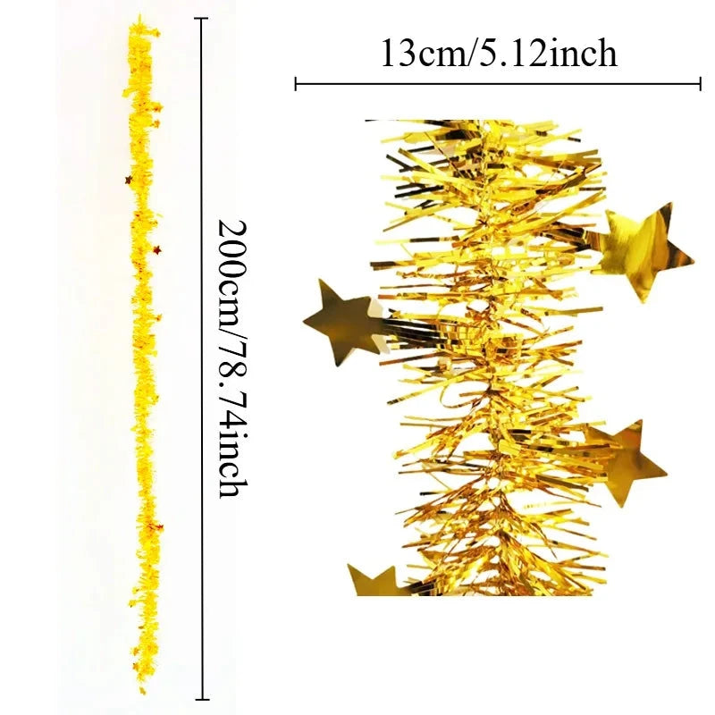 Christmas Tinsel Ribbon Garlands Christmas Trees Hanging Plastic Colorful Star Decorations Home Weddings New Year Birthday Party Good Vibrations
