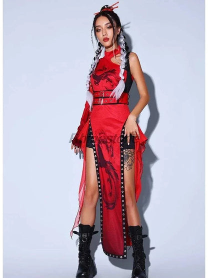 Jazz Costume in Chinese Style Red for Women, Fashion Business Show Series