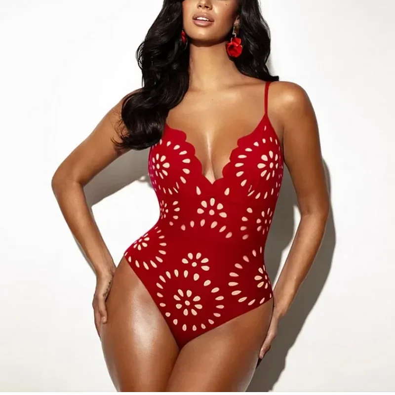 Sexy Women's Lace Hollow Breathable Swimsuit Set Solid Color Backless 2 Piece Beach Beachwear Swimwear Women Beach Swimsuit Good Vibrations
