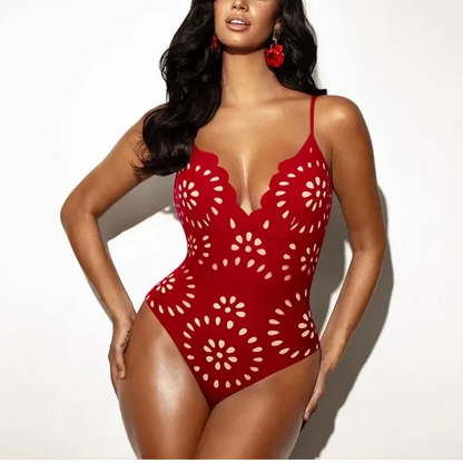 Sexy Women's Lace Hollow Breathable Swimsuit Set Solid Color Backless 2 Piece Beach Beachwear Swimwear Women Beach Swimsuit Good Vibrations