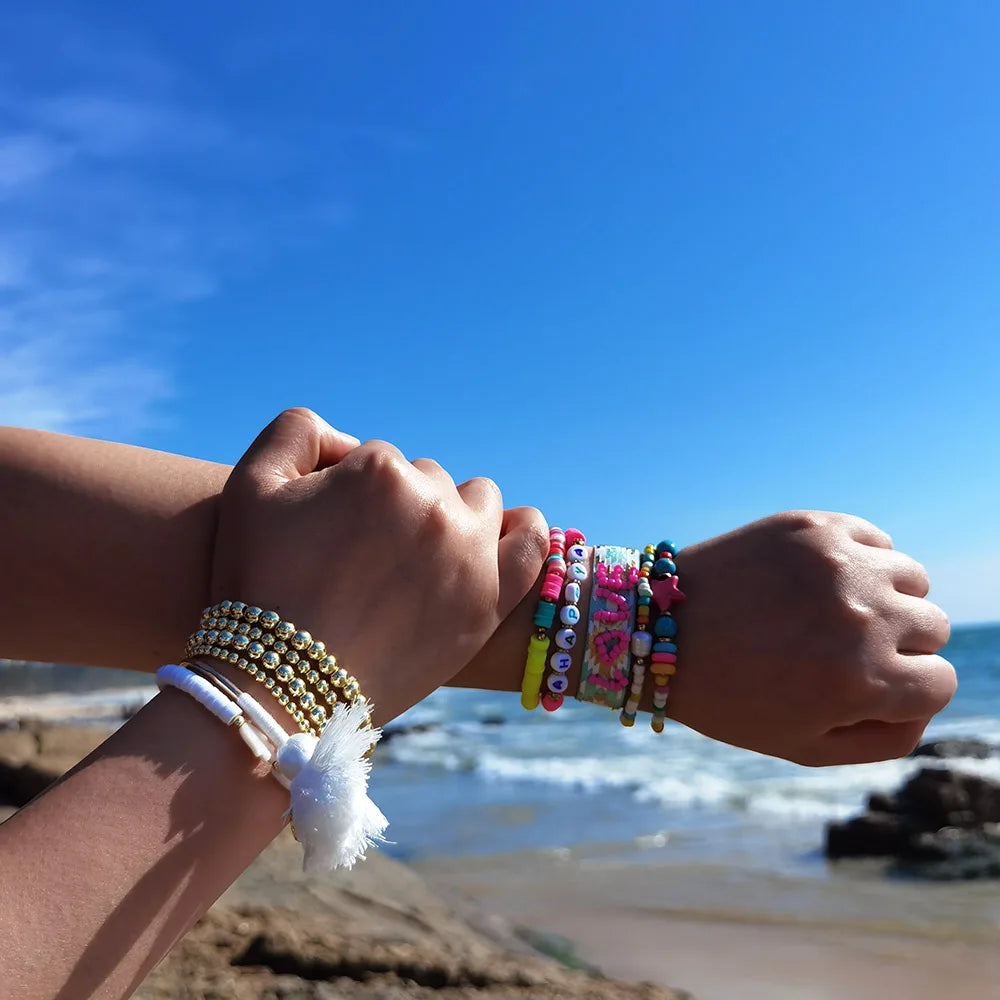 Bracelets Women Evil Eye Bracelet Summer Boho Tassel Chic Beads Pulseras Mujer Bohemian Jewelry Handmade Gift Good Vibrations