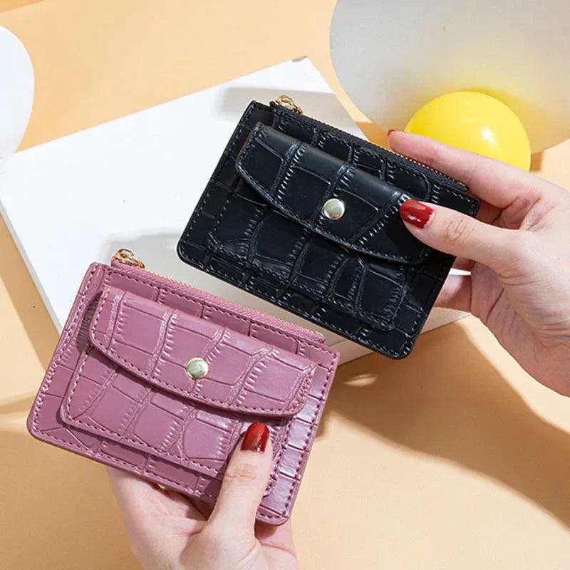 Pu Leather Mini Coin Purse for Women Stone Pattern  Girl Cute Zipper ID Bus Card Wallet Women Lady Money Wallet Key Case Bags Good Vibrations