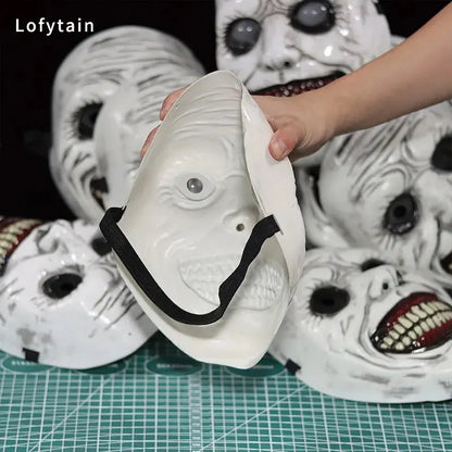 Horror The Exorcist Smiling Face Demon Mask Cosplay Evil Creepy Ghost Skull Plastic Masks Halloween Carnival Party Costume Props Good Vibrations