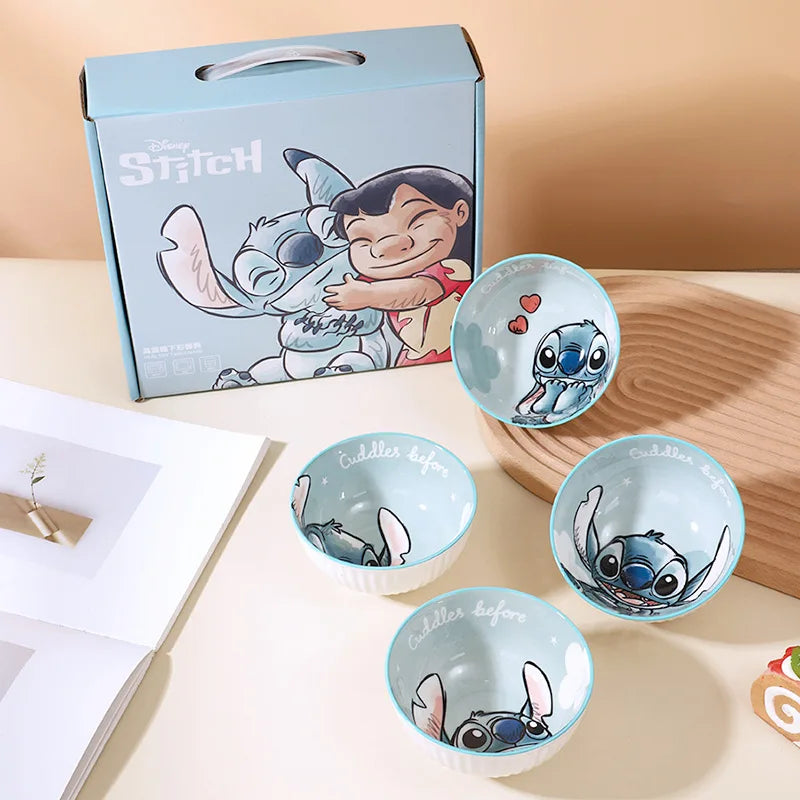 Stitch Dinnerware High Quality Ceramic Bowl Children's Adult Tableware Cartoon Disc Microwave Oven Available Housewarming Gift Good Vibrations