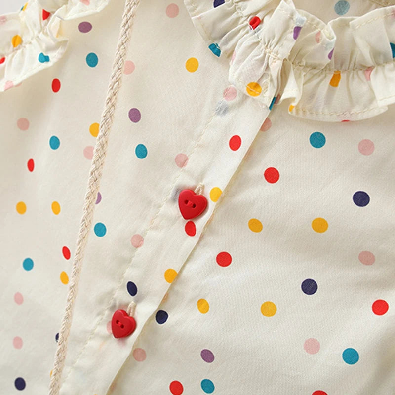 (9 Months -4 Years Old) Summer New Colorful Polka Dot Baby Girl Dress, Countryside Style Children'S Clothing Free Gift Bag Good Vibrations