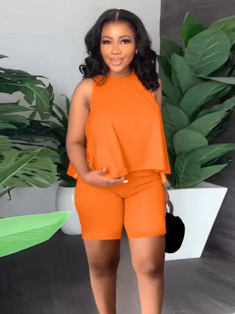 GUWU Flare Loose Tank Top and Shorts Suit  Fashion Women's Set Summer Street Sweatsuit Two 2 Piece Set Outfit Tracksuit Good Vibrations