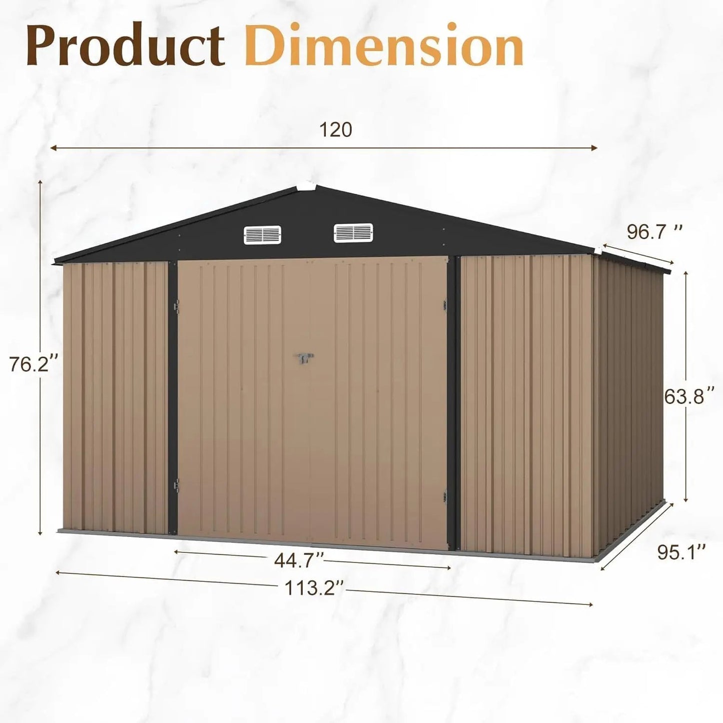 10x8 Foot Outdoor Metal Storage Shed with Lockable Door - Waterproof Garden Shed for Backyard and Patio Tools Good Vibrations