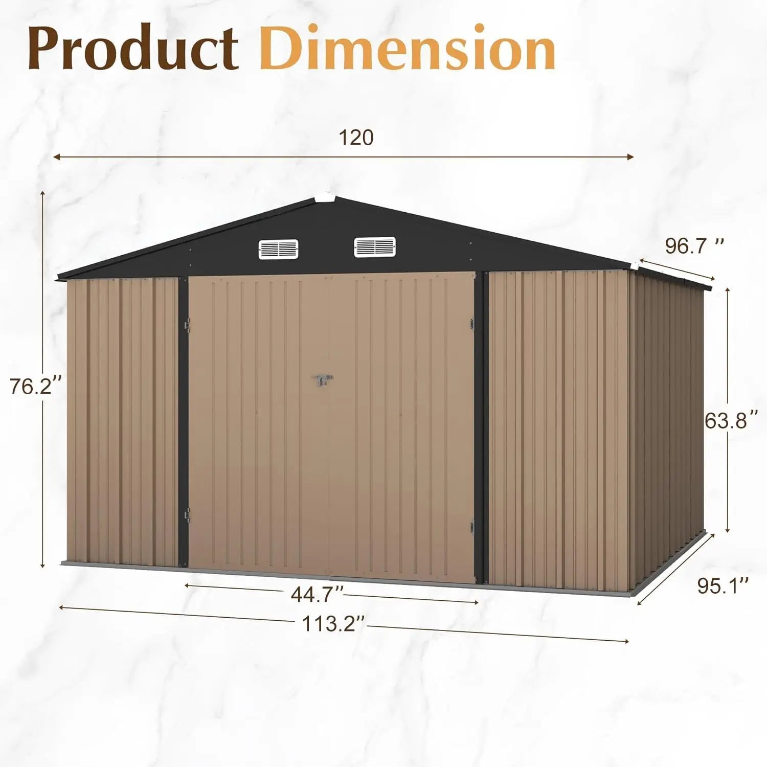 10x8 Foot Outdoor Metal Storage Shed with Lockable Door - Waterproof Garden Shed for Backyard and Patio Tools Good Vibrations