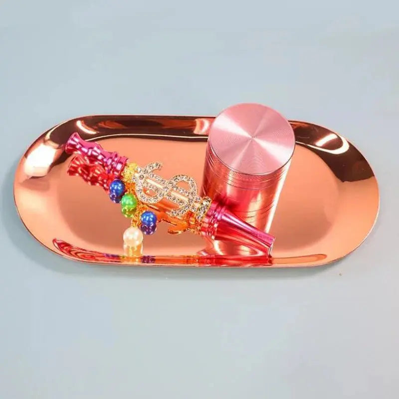 Tobacco kit metal rolling tray combo with spice grinder and accessories.