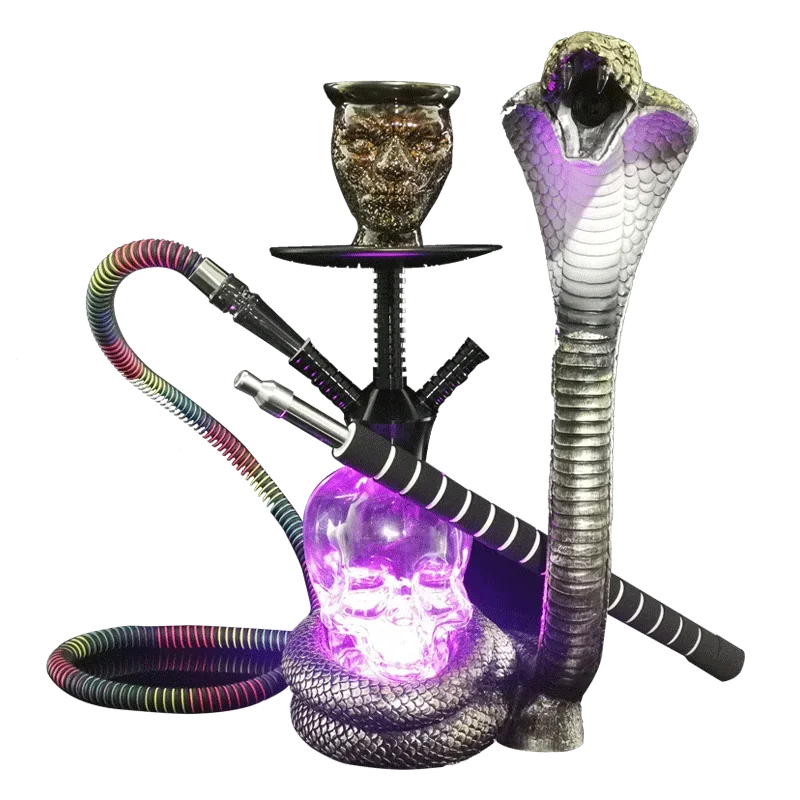 Bar KTV large hookah set with skull design, glass material, fruit flavor filter, ideal for different group sizes.