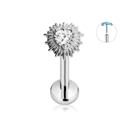 ASTM F136 G23 Titanium Flower Petals Star Heart Butterfly Threadless Piercing Pin Push in Labret Daith Conch Earring 16G 18G 20G Good Vibrations