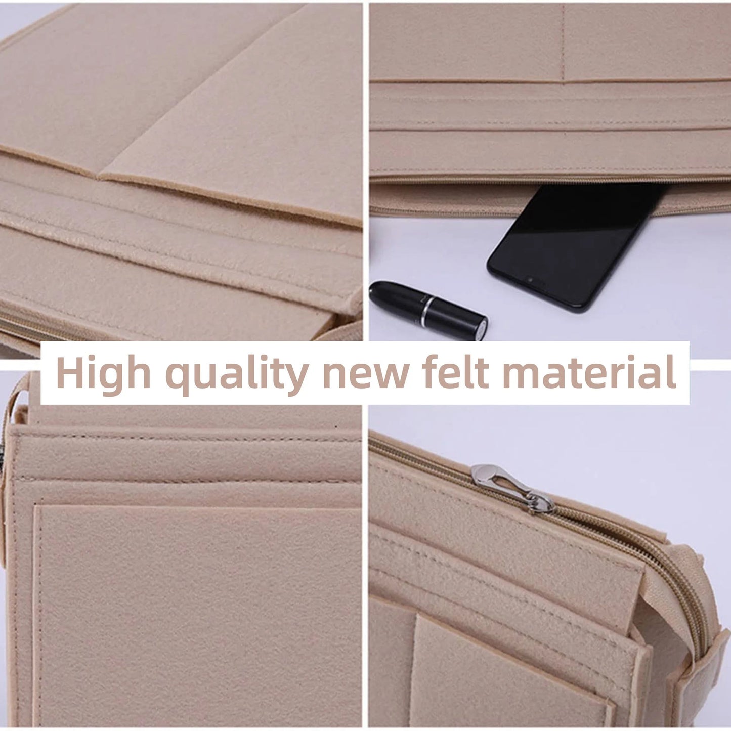Purse Organizer Insert, Multi-Pocket Felt Bag Organizer For Handbag Tote Bag Purse Organizer Good Vibrations