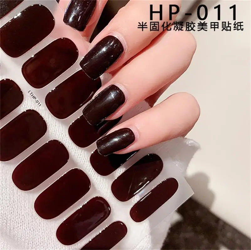 UV Semi-Cured Gel Nail Wraps Stickers Strips French Long Lasting Full Cover LED Gel Semi Cured Nail Sliders For Nail Extension & Good Vibrations