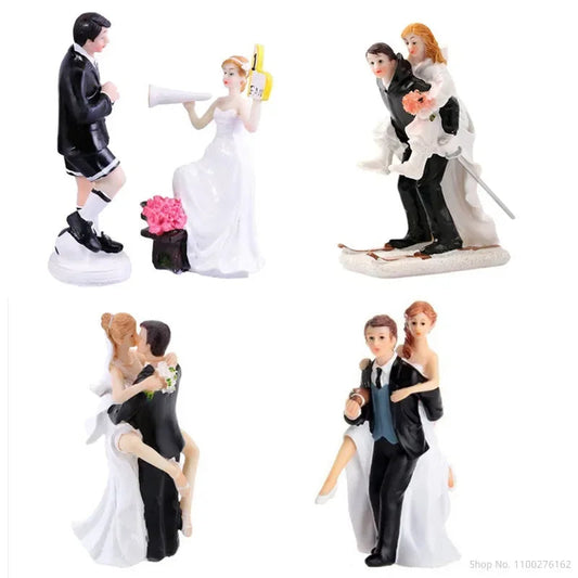 Funny Wedding Cake Toppers Dolls Romantic Bride And Groom Figurines Stand Topper Decoration Supplies Marry Resin Figurine Good Vibrations