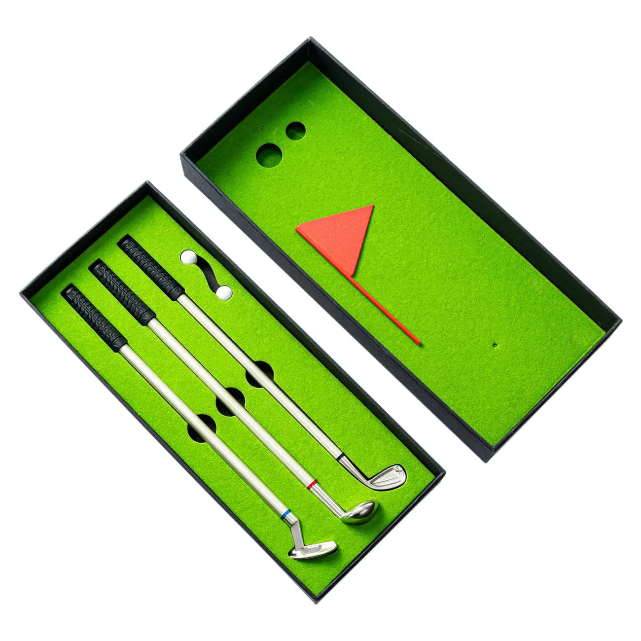 Golf Pen Set Mini Desktop Golf Ball Pen Gift Includes Putting Green 3 Clubs Pen Balls and Flag Desk Games Golf Accessories Good Vibrations