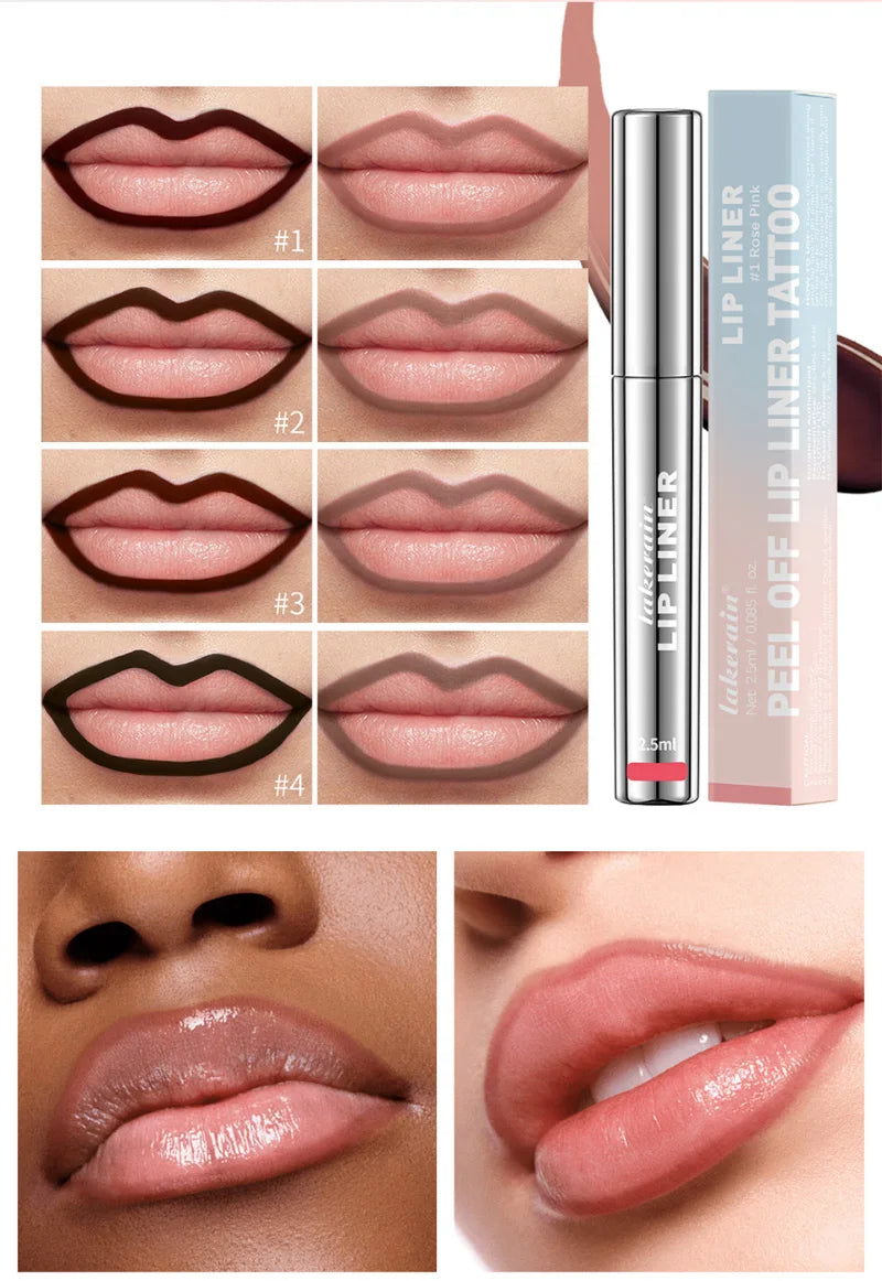 Waterproof Lip Liner Peel Off Tattoo Lipgloss Waterproof Long Lasting Matte Lip Tint Brown Contour Tear-off Lips Stain Cosmetic Good Vibrations