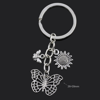 Fashion Animal Women Keychain Car Moon Cat Dog Love Heart Key Chain Friends Gift Jewelry Bag Pendant Wing Evil Eye Angel Turtles Good Vibrations