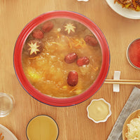 5 Pcs Red Floral Retro Enamel Disc Vintage Dinnerware Sets Enamelware Bowls Metal Plates Kitchen Storage Serving Tableware Good Vibrations