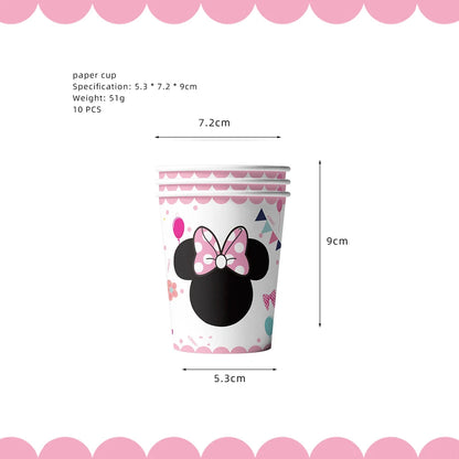 Minnie Mouse Birthday Decoration Disposable Cups Plates Tablecloth Cake Latex Balloon Baby Shower Kids Girls Party Supplies Good Vibrations