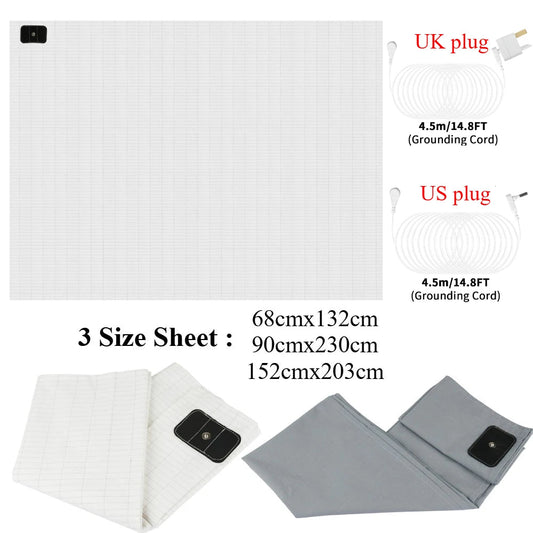 Grounding Bed Sheet US/UK/EU Plug Grounding Mat 10% Silver Fiber & 90% Organic Cotton Natural Healthy Energy Sleep Mat Good Vibrations