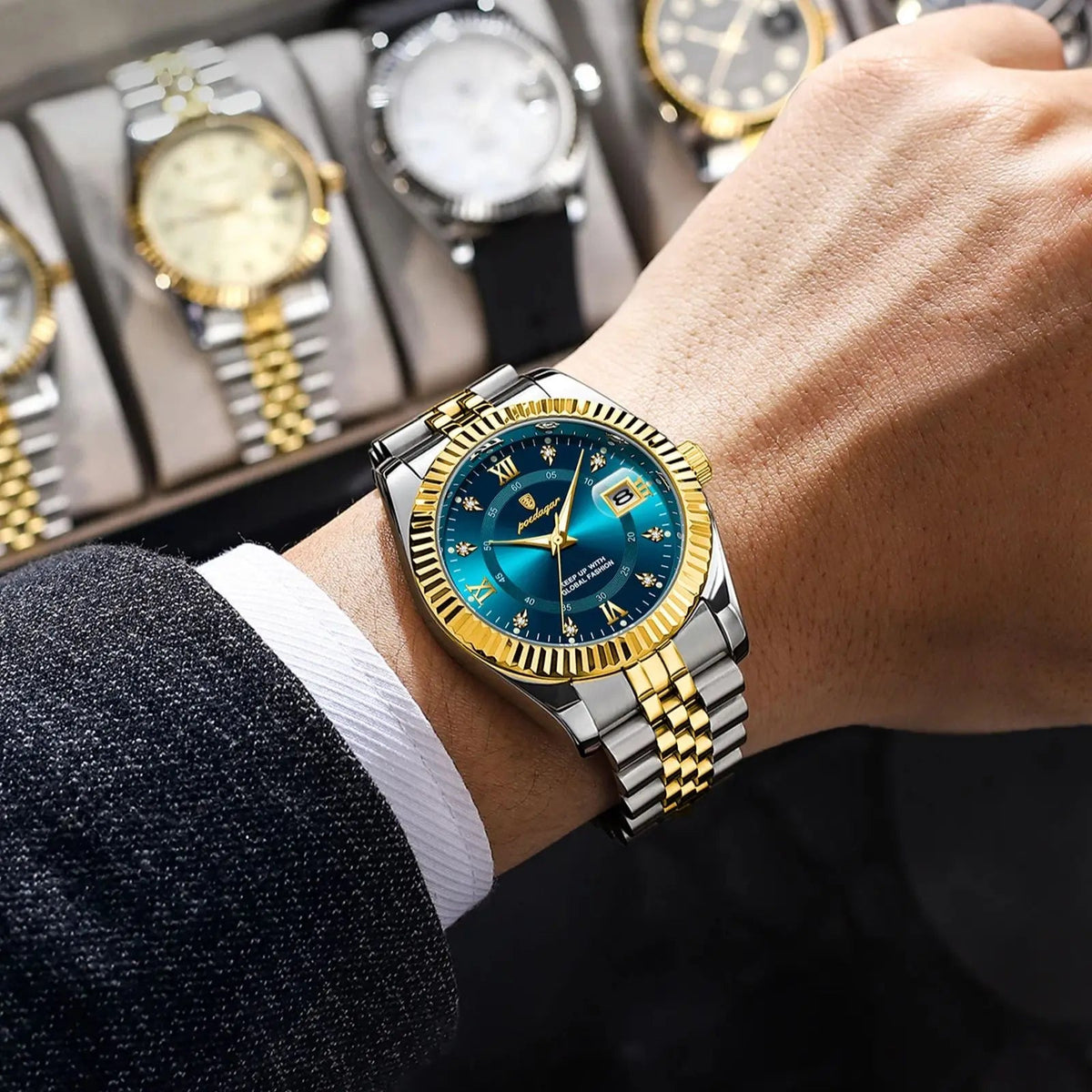 POEDAGAR Luxury Sport Wrist Watch For Man Waterproof Luminous Date Men Watch Quartz Stainless Steel Men's Watches Male Reloj+box Good Vibrations