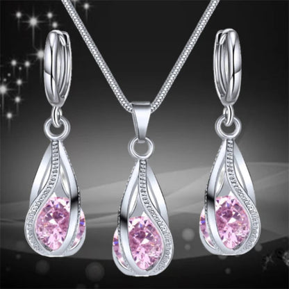 Chic Melody Pendant Necklace & Earrings Set - Glittering Zircon Crystal Jewelry for Women Good Vibrations