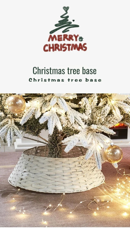 Christmas Tree Skirt Retro Round Basket Xmas Trees Foot Decor Collar for Home Festival Party Background Decoration Gift Good Vibrations